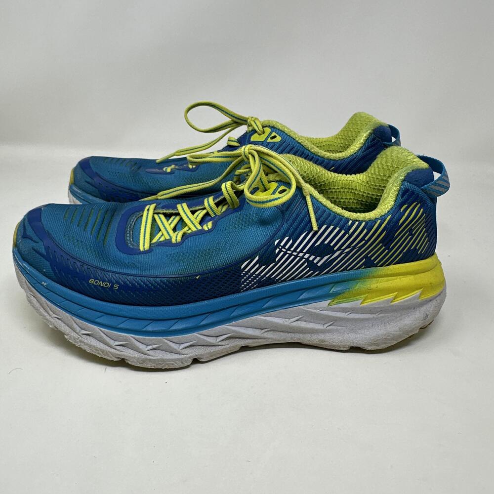 Hoka One One Bondi 5 Shoes Womens Size 7.5 Blue Running Cushioned 1014759 BJAC